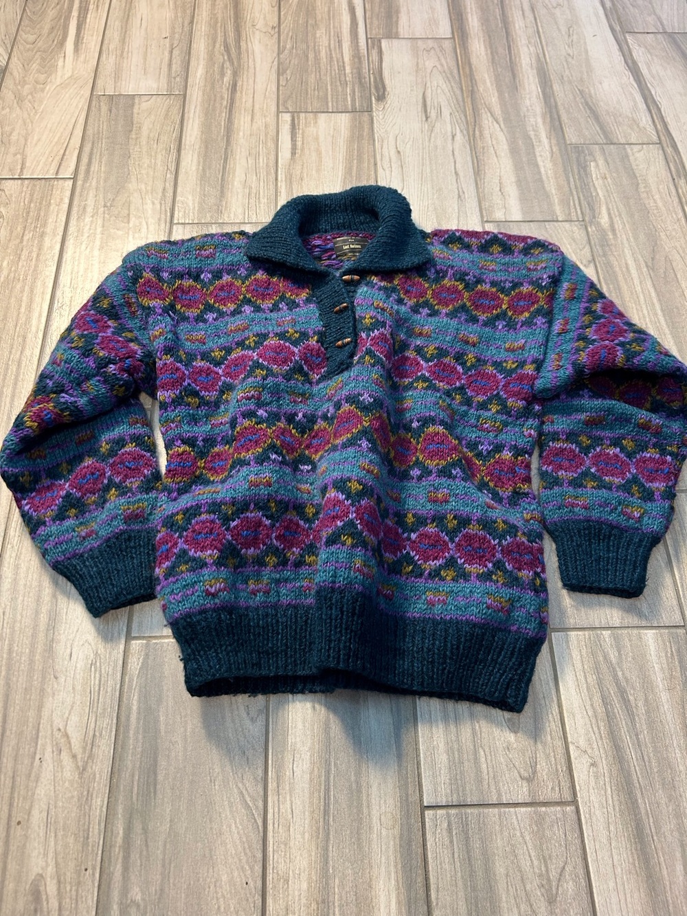 Lost Horizons Himalayan Wool Multicolor Handmade Sweater Nepal Lg Artisan Heavy